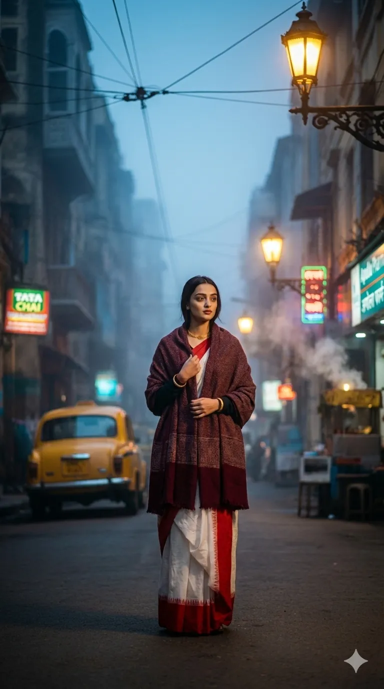 Kolkata street in winter